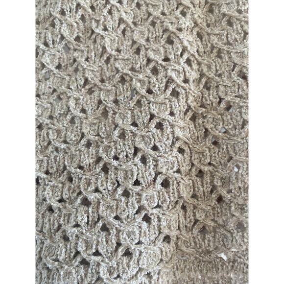 J. Jill Women's Medium‎ Tan Sweater Open Knit Fisherman Coastal Large Hole Knit - Picture 6 of 7